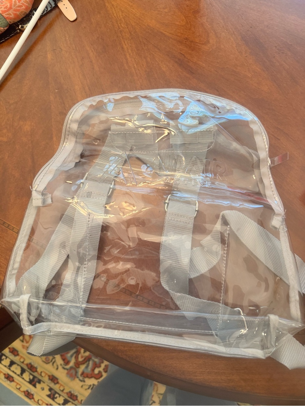 Clear Mini Backpack with Gray Straps - Picture 2 of 3